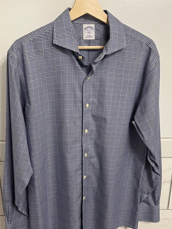 Brooks Brothers Other - Brooks Brothers Luxury Men's Blue Glen Plaid Dress Shirt Size 16-4/5 Slim Fit